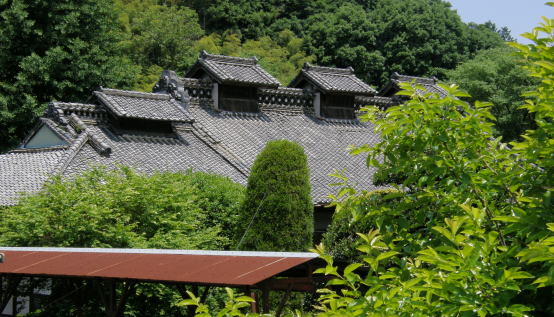 越屋根の民家